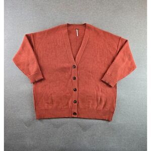 Free People Sweater Womens S‎ Burnt Orange East Side Oversized Ribbed Cardigan